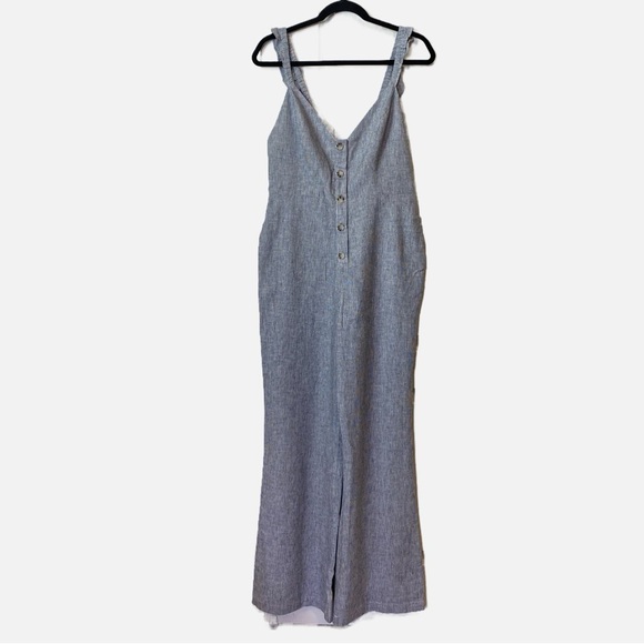 Lovers and Friends Linen Blend Kat Open Back Jumpsuit in Chambray Size Medium - Picture 14 of 14